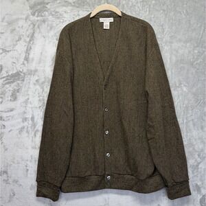 Cypress Links Cardigan Sweater Mens XL Green Button Front Knit Made USA Golf